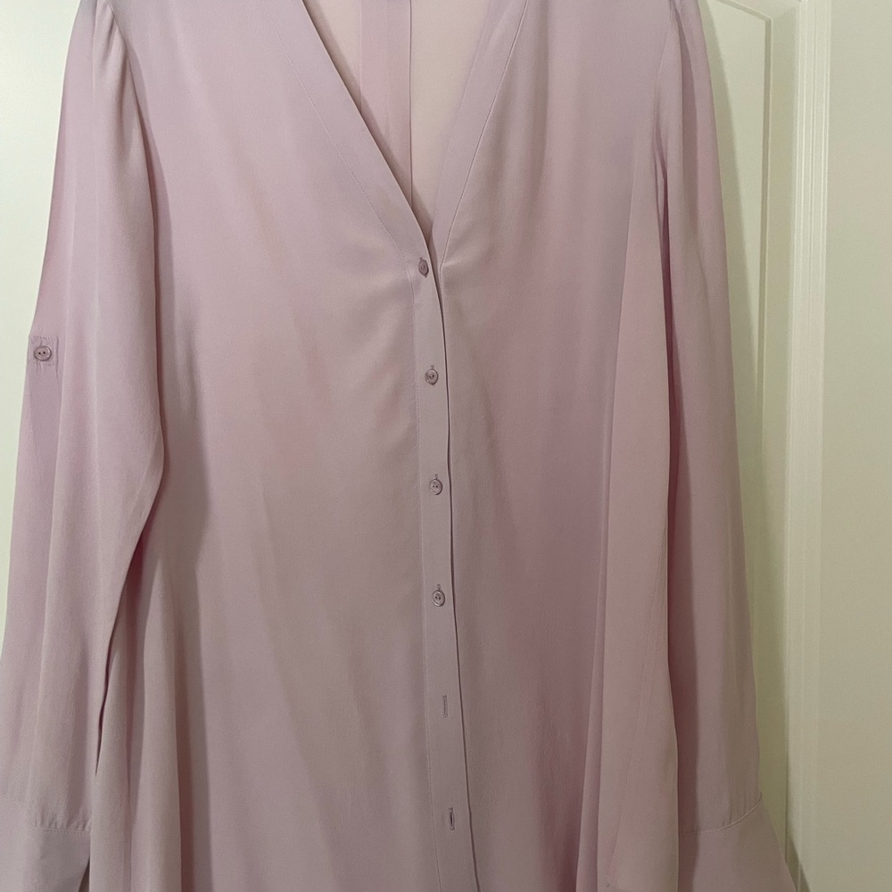 Vince silk button down shirt, size small, pink